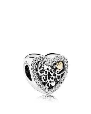 商品PANDORA|14K Gold, Sterling Silver & Cubic Zirconia Love Script Charm,价格¥559,第1张图片详细描述