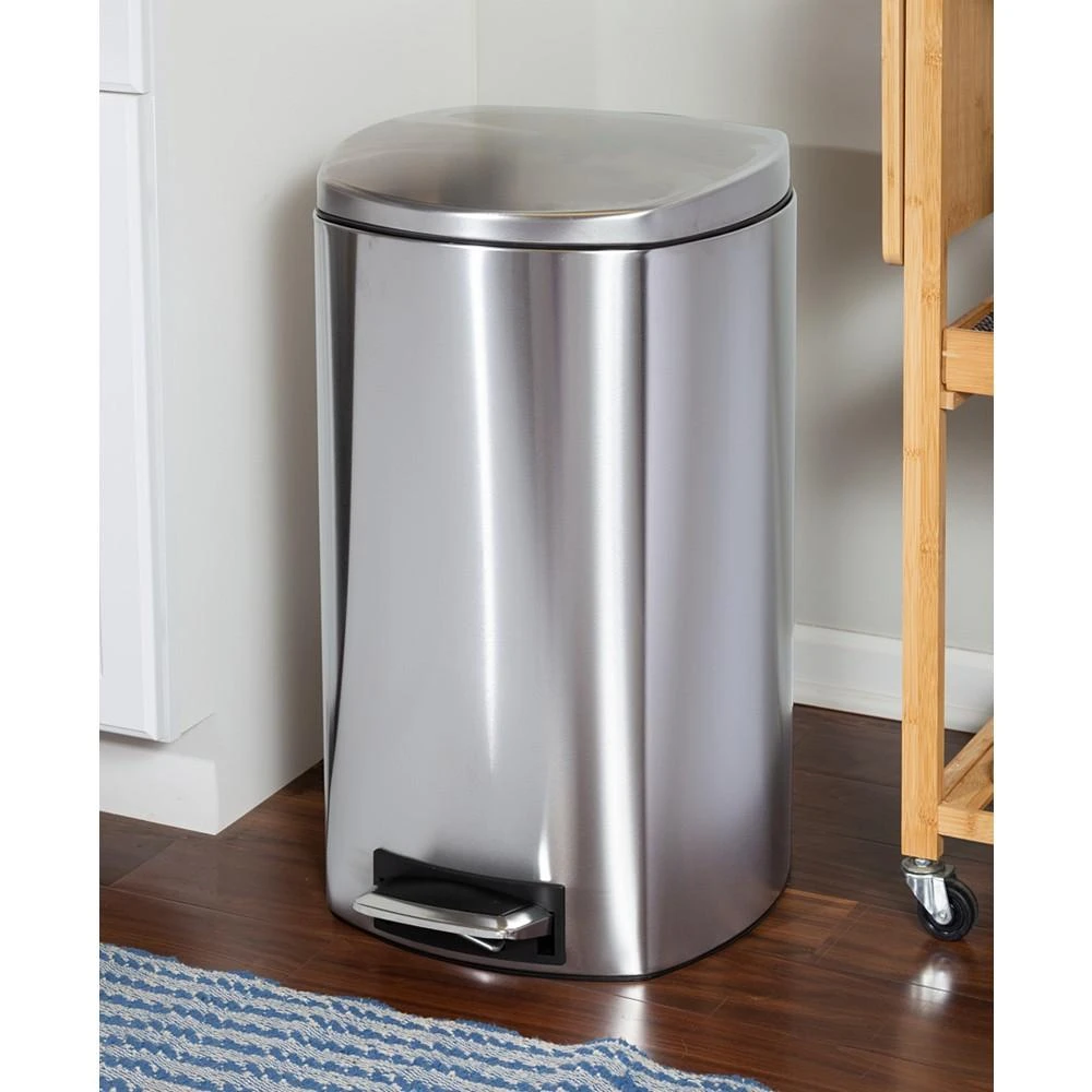 商品Honey Can Do|50-Liter Square Stainless Steel Step Trash Can with Soft-Close Lid,价格¥3458,第1张图片