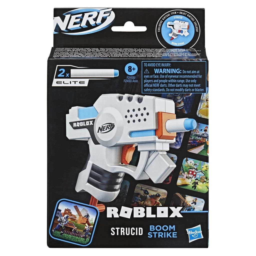 商品Nerf|NERF Roblox Strucid: Boom Strike Dart Blaster, Pull-Down Priming Handle, 2 Elite Darts, Code to Unlock in-Game Virtual Item , White,价格¥83,第2张图片详细描述
