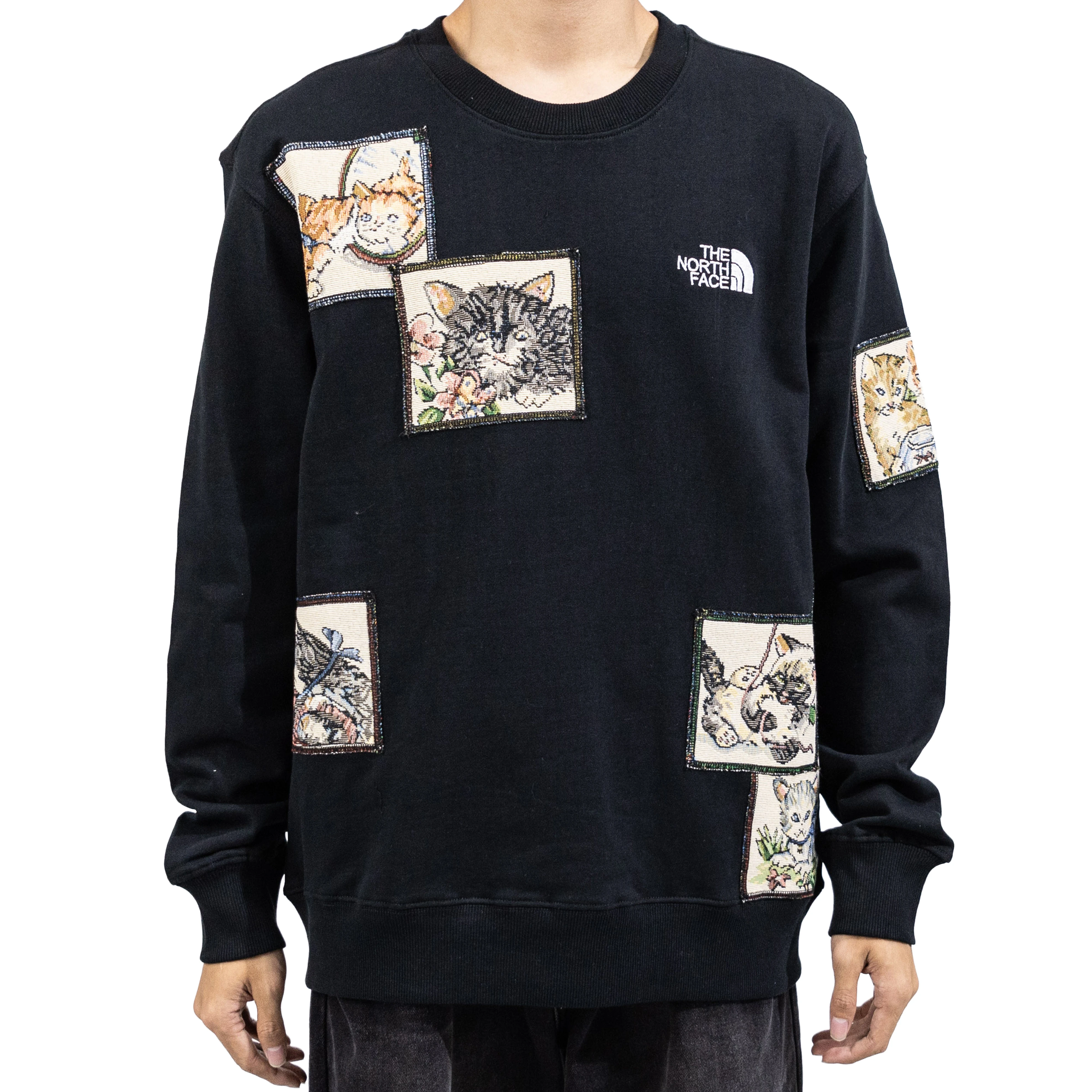 商品[国内直发] The North Face|【定制服装】北面 Fantasy 不可思议小猫乐园拼接图案百搭休闲宽松卫衣 男女同款 黑色,价格¥1704,第4张图片详细描述