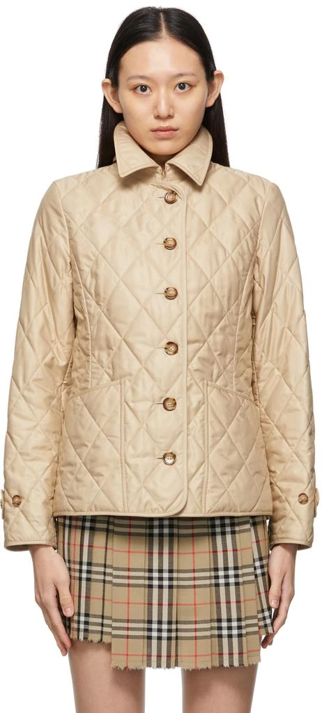 商品Burberry|Beige Quilted Diamond Thermoregulated Jacket,价格¥8489,第1张图片