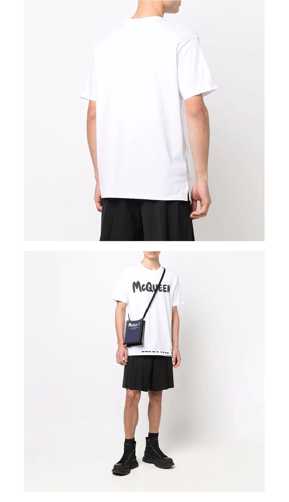 商品Alexander McQueen|白色圆领棉质logo印花T恤短袖【香港仓极速发货】,价格¥2084,第4张图片详细描述