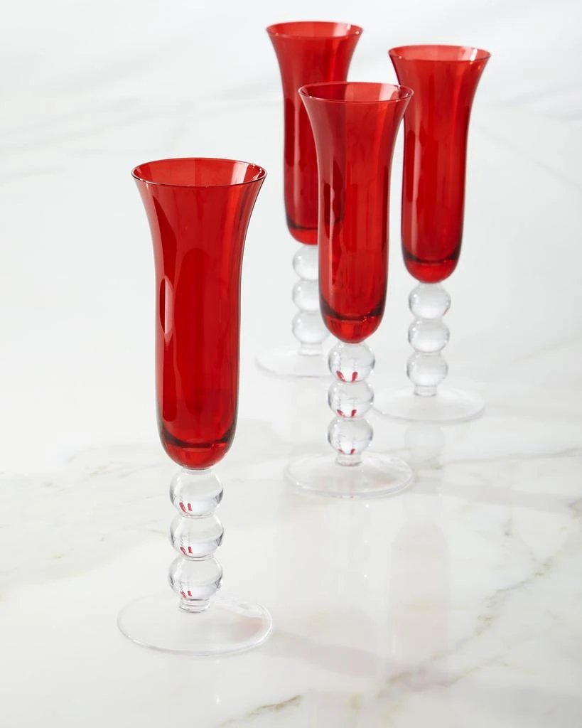 商品Neiman Marcus|Red Glass Flutes, Set of 4,价格¥380,第1张图片