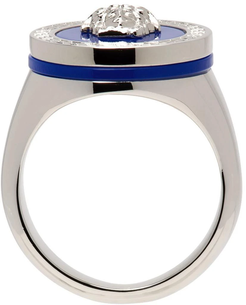 商品Versace|Silver & Blue Medusa Ring,价格¥1496,第2张图片详细描述