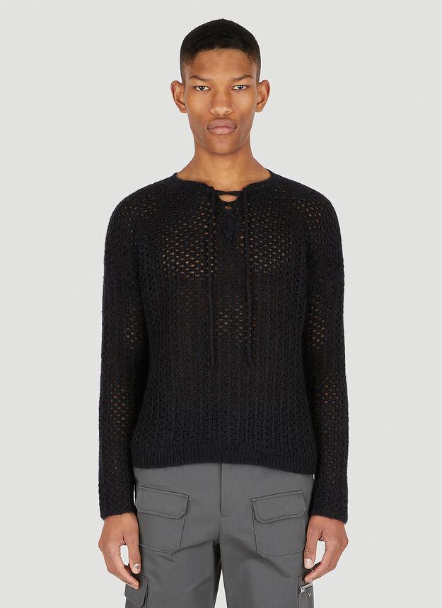 商品Yves Saint Laurent|Lattice Knit Top in Black,价格¥10159,第1张图片