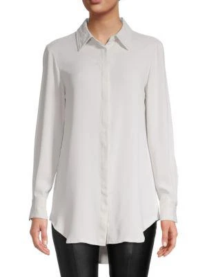 商品Tahari|High Low Button Down Shirt,价格¥263,第1张图片