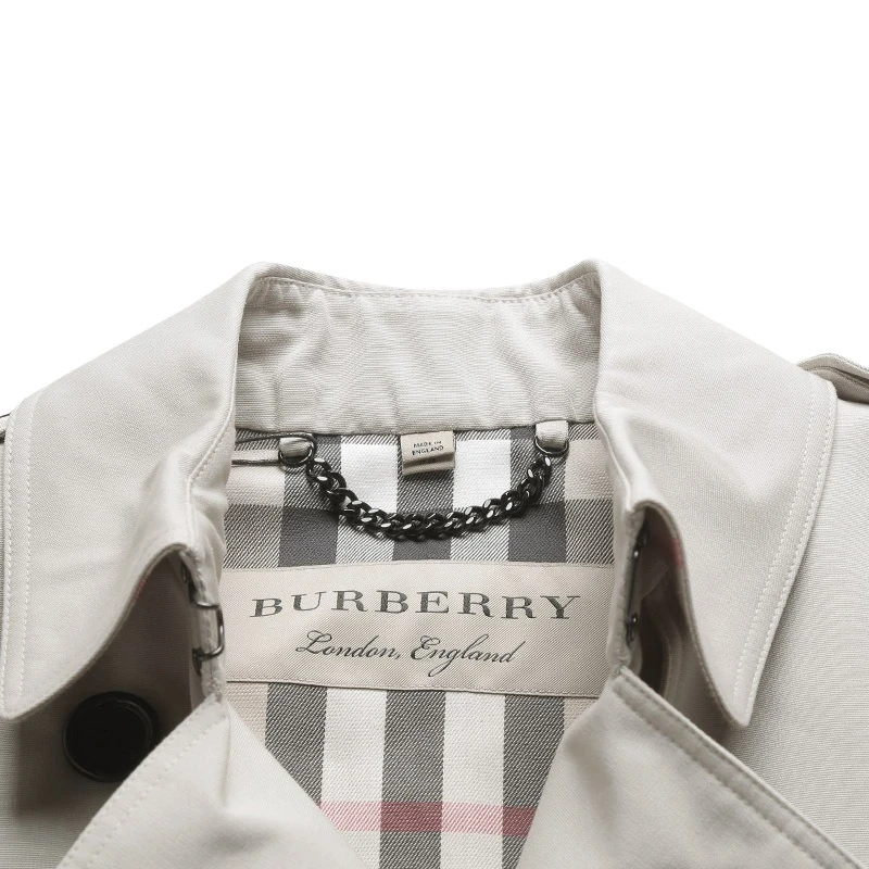 【现货】博柏利 女士灰白色聚酯纤维面料经典双排扣中长款风衣80209691 商品