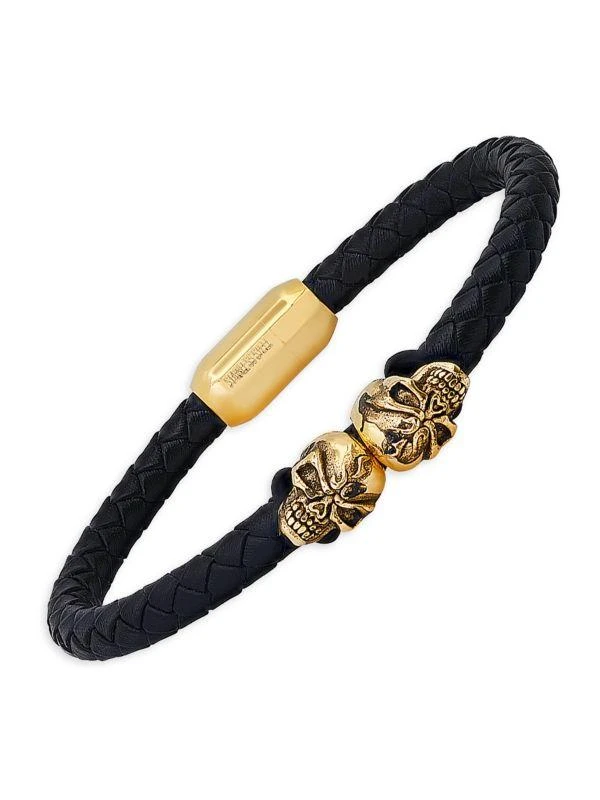 商品Anthony Jacobs|18K Goldplated Stainless Steel & Leather Bracelet,价格¥496,第2张图片详细描述