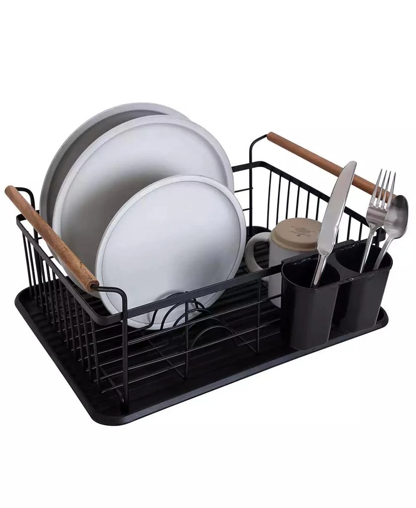 商品Kitchen Details|Acacia Wood Drying Rack with Draining Tray in Black,价格¥352,第3张图片详细描述