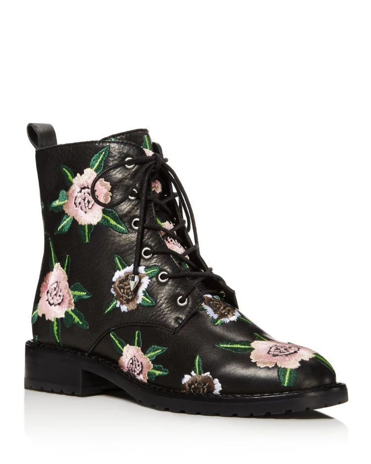 商品Rebecca Minkoff|Women's Gerry Floral Embroidered Leather Combat Booties,价格¥1554,第1张图片