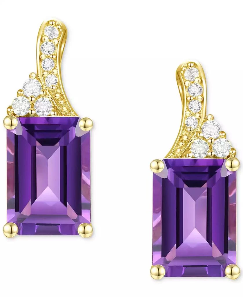 商品Macy's|Amethyst (1-5/8 ct. t.w.) & Lab-Grown White Sapphire (1/10 ct. t.w.) Stud Earrings in 14k Gold-Plated Sterling Silver (Also in Blue Topaz & Lab-Grown Opal),价格¥281,第3张图片详细描述