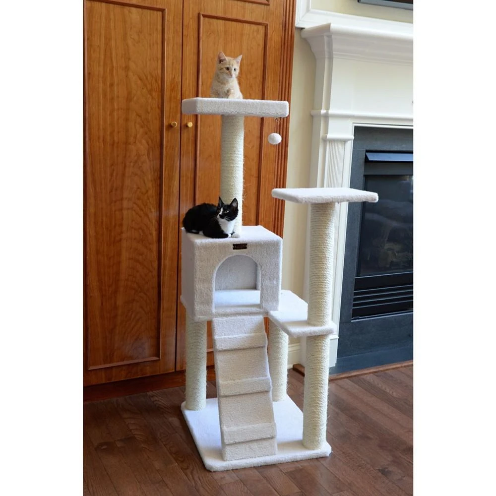 商品Macy's|53" Fleece Covered High Real Wood Cat Tree,价格¥1570,第3张图片详细描述
