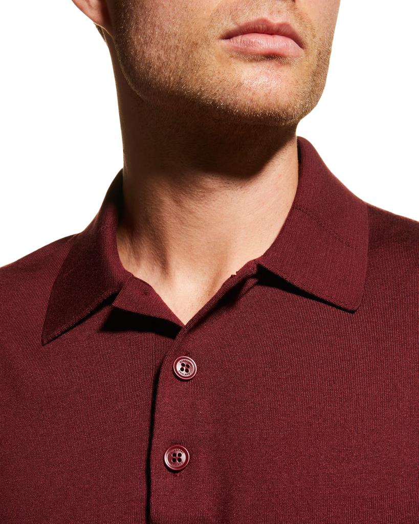 Men's Kenny Wool-Silk Knit Polo Shirt商品第4张图片规格展示