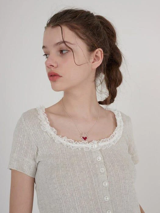 商品SOFT SEOUL|Ruby Heart Necklace Red / Silver,价格¥831,第4张图片详细描述