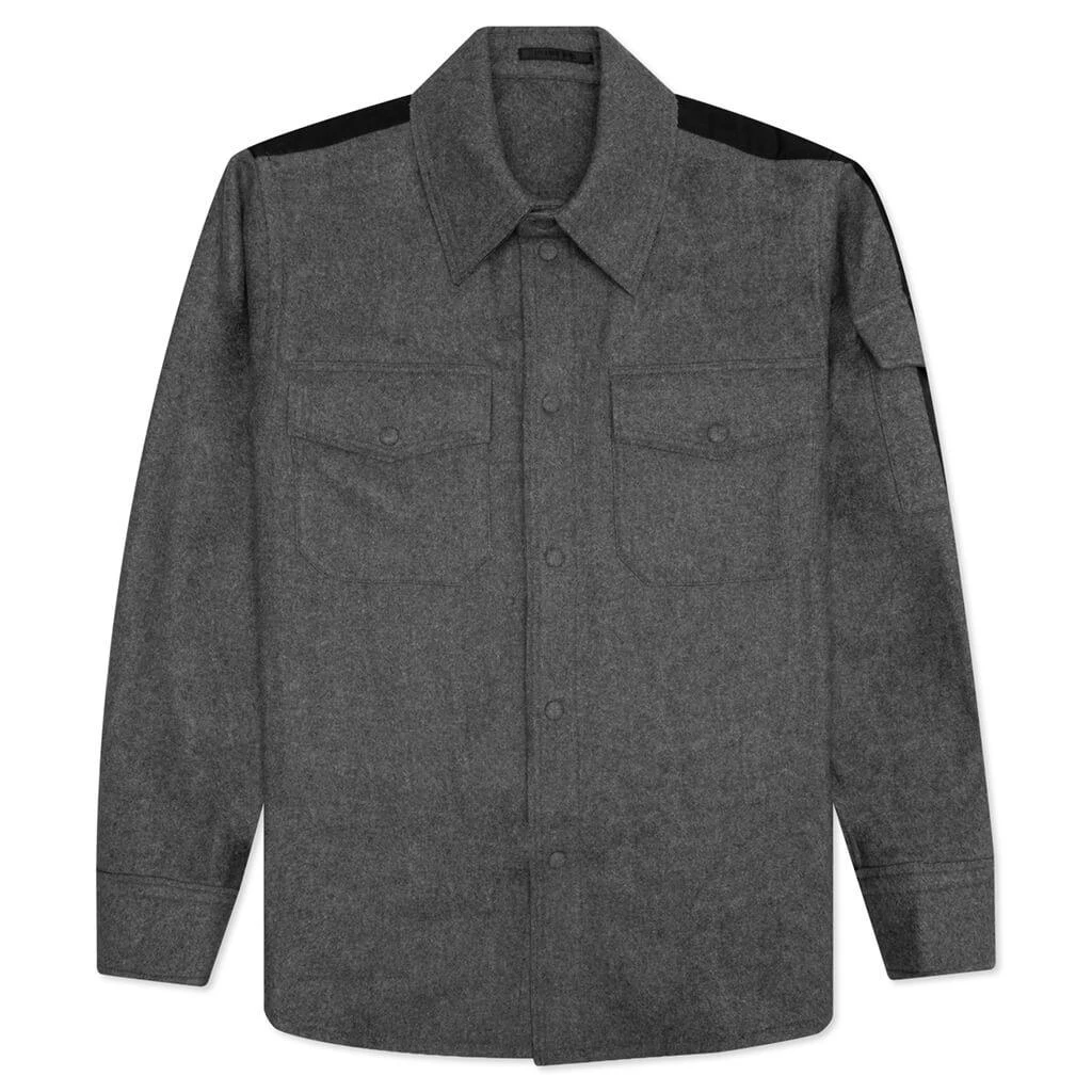 商品Helmut Lang|Helmut Lang Wool Flannel Shirt - Grey Melange,价格¥3178,第1张图片