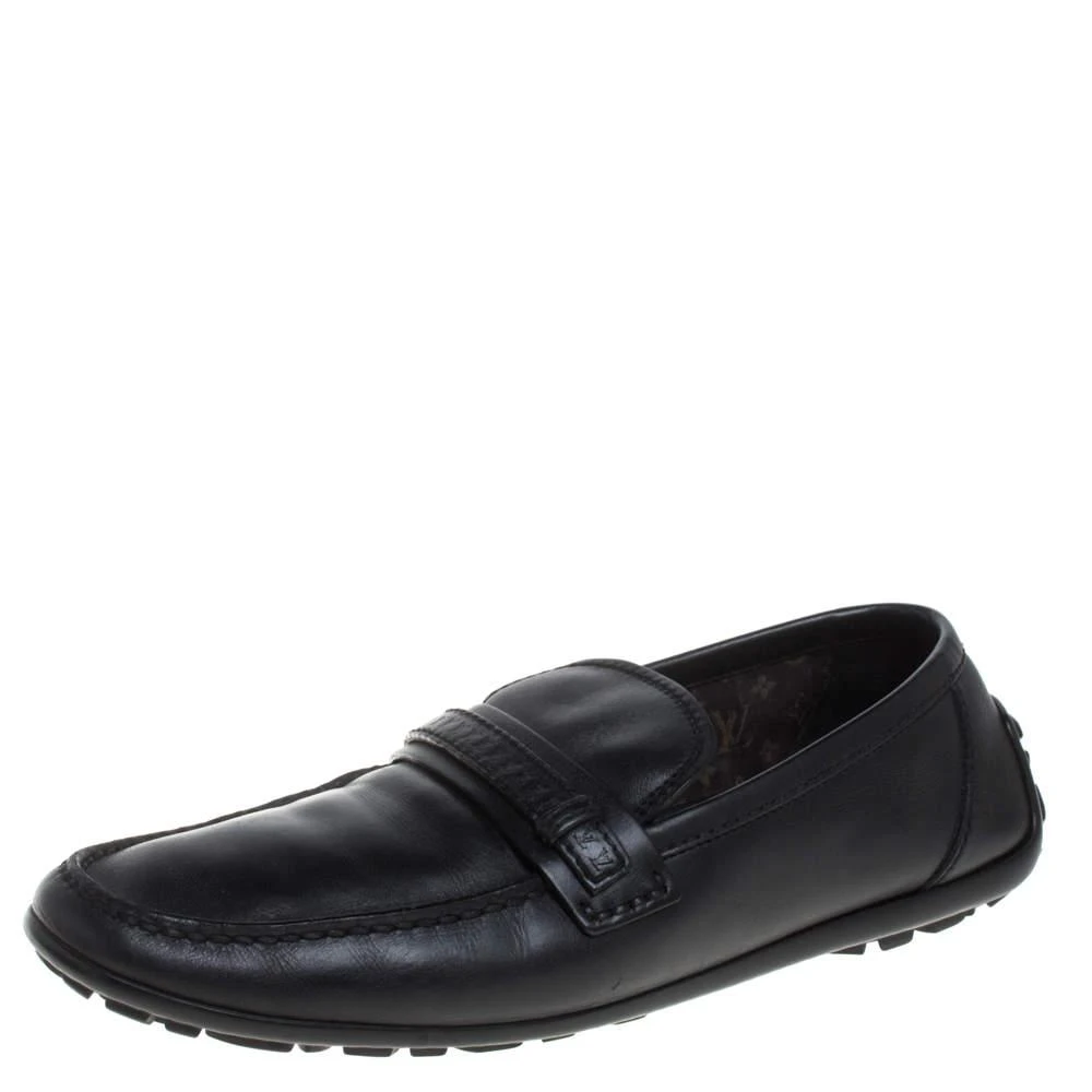 商品[二手商品] Louis Vuitton|Louis Vuitton Black Leather Slip On Loafers Size 42.5,价格¥3349,第1张图片