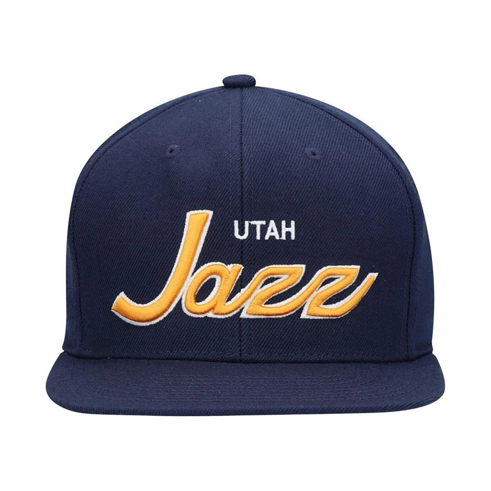 商品Mitchell and Ness|Men's Navy Utah Jazz Script Snapback Hat,价格¥187,第4张图片详细描述