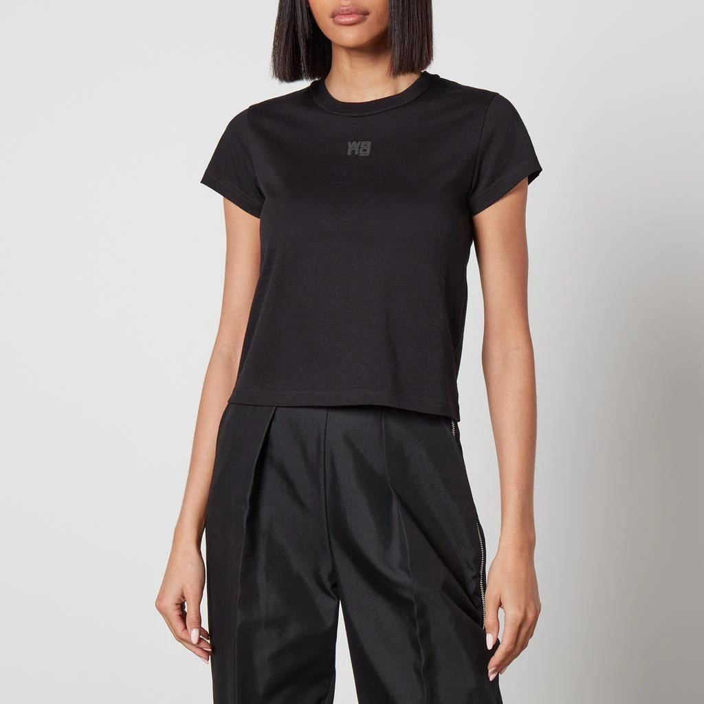 商品Alexander Wang|Alexander Wang Women's Essential Jersey Shrunk Tee With Puff Logo And Bound Neck - Black,价格¥644,第1张图片