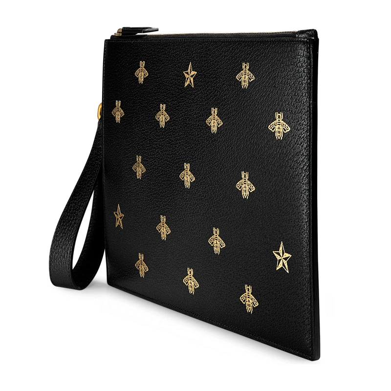 GUCCI古驰 男士牛黑色蜜蜂星星图案皮革手拿包 495066-DJ2KT-8474 商品