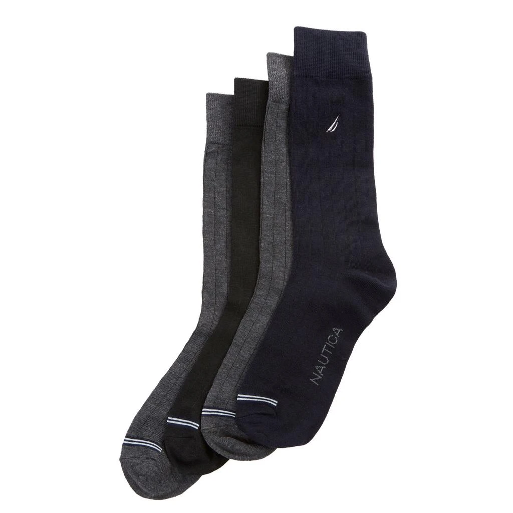 商品Nautica|Nautica Mens Solid Ribbed Dress Socks, 5-Pack,价格¥91,第1张图片