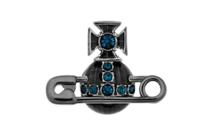 商品[国内直发] Vivienne Westwood|MAN. KITTY SINGLE STUD土星别针 黄铜 耳钉 男款 灰色,价格¥1181,第1张图片