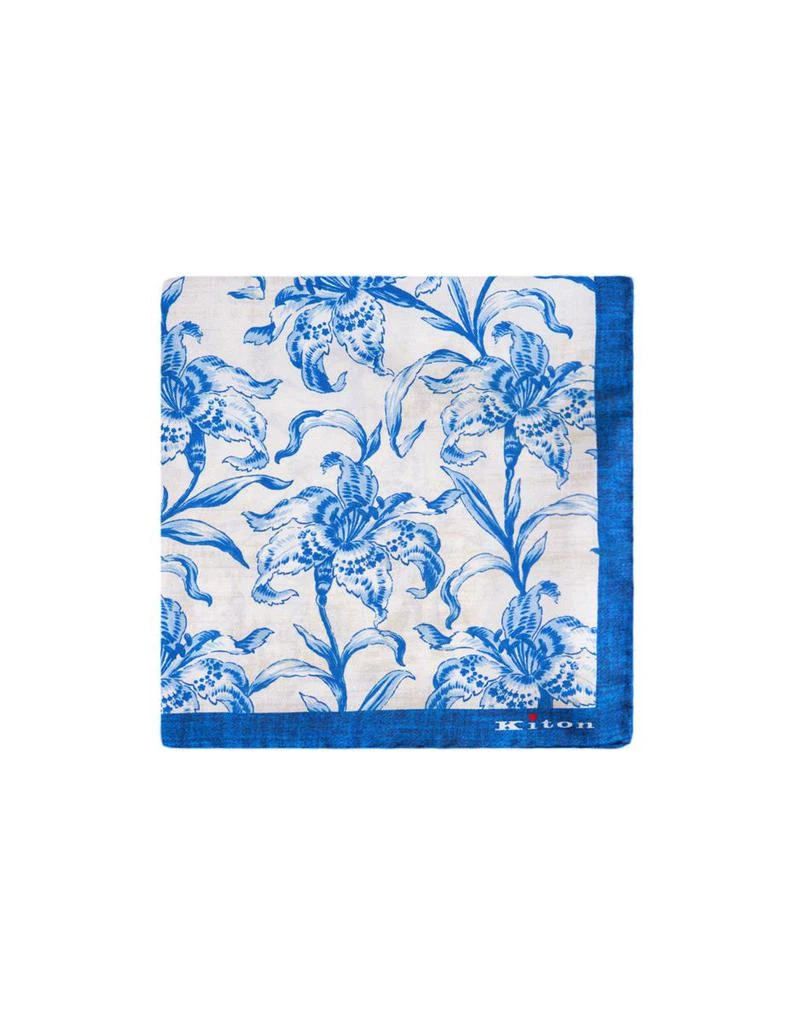 商品Kiton|KITON Pocket Handkerchief With Blue Floral Pattern,价格¥884,第1张图片