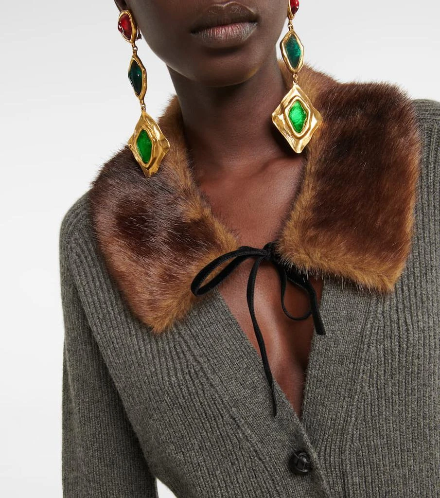 商品Yves Saint Laurent|Faux fur-trimmed camel hair cardigan,价格¥15122,第5张图片详细描述