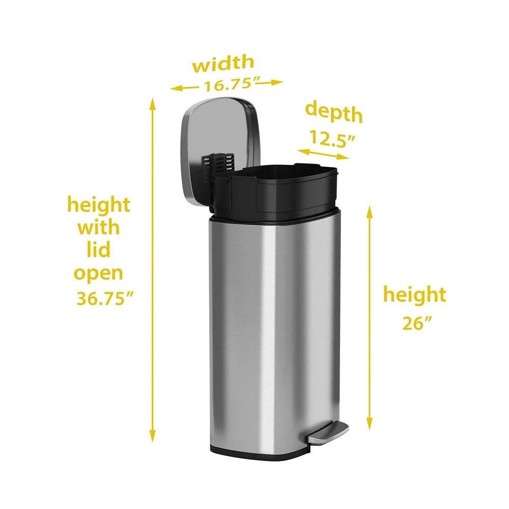 商品Halo|50 L / 13.2 Gal Premium Stainless Steel Step Trash Can,价格¥1914,第3张图片详细描述