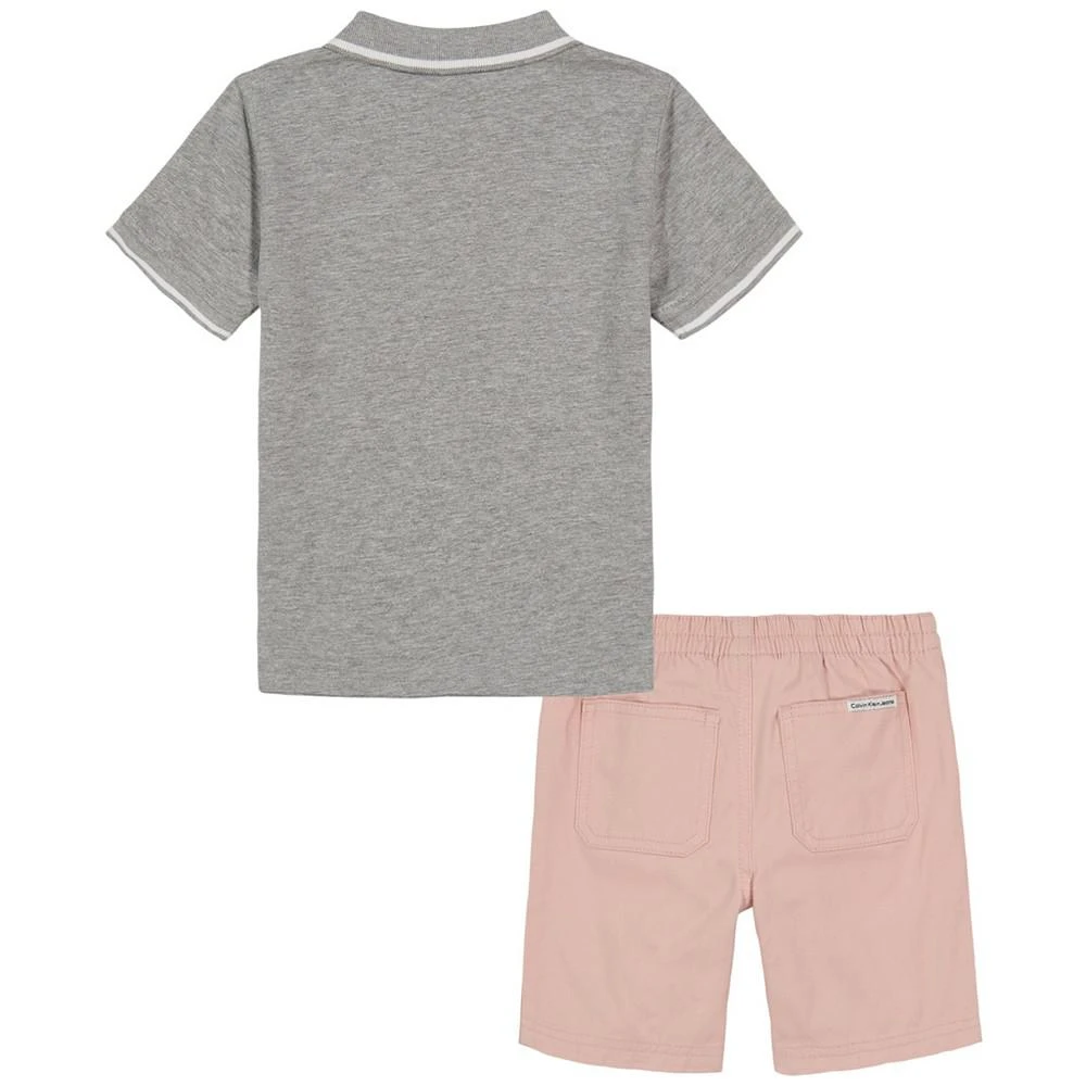 商品Calvin Klein|Toddler Boys Tipped Heather Polo Shirt and Twill Shorts, 2 Piece Set,价格¥276,第2张图片详细描述