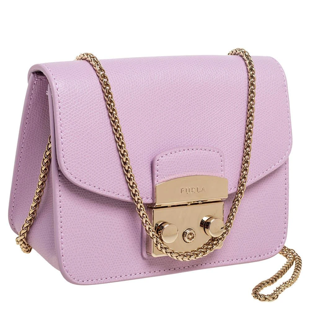 商品[二手商品] Furla|Furla Lavender Leather Mini Metropolis Chain Crossbody Bag,价格¥1358,第3张图片详细描述
