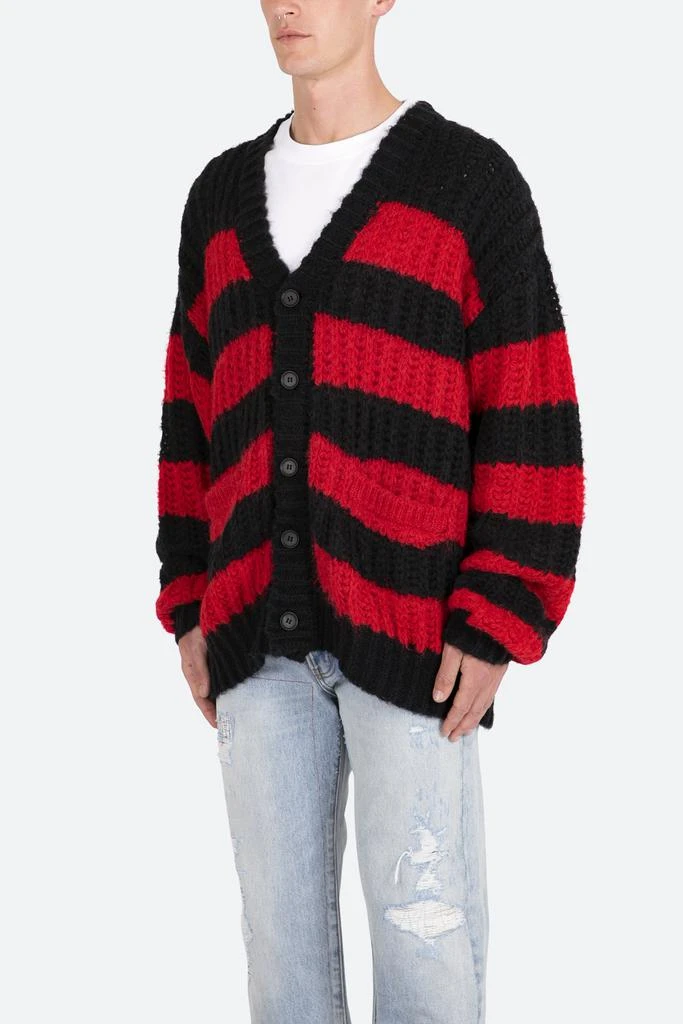 商品MNML|Big Stripe Cardigan - Black/Red,价格¥304,第2张图片详细描述