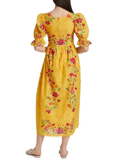 商品Farm Rio|Flower Dream Floral Smocked Puff-Sleeve Maxi Dress,价格¥705,第5张图片详细描述