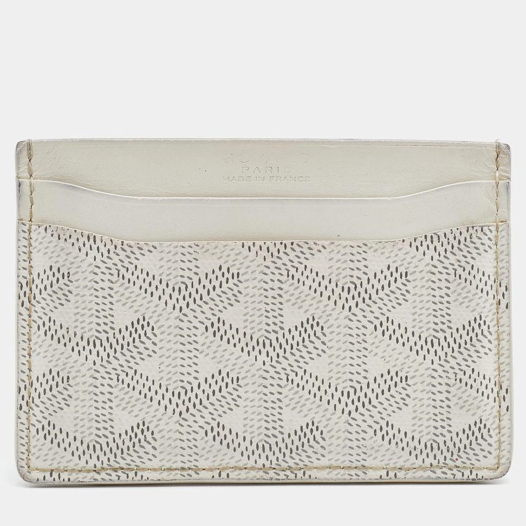 商品[二手商品] Goyard|Goyard White Goyardine Coated Canvas And Leather Saint Sulpice Card Holder,价格¥1195,第1张图片