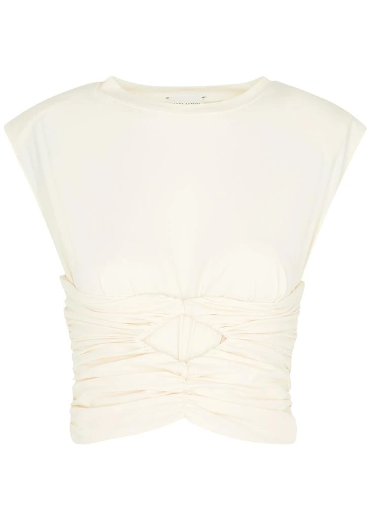 商品Magda Butrym|Cream ruched cropped stretch-jersey top,价格¥1289,第1张图片