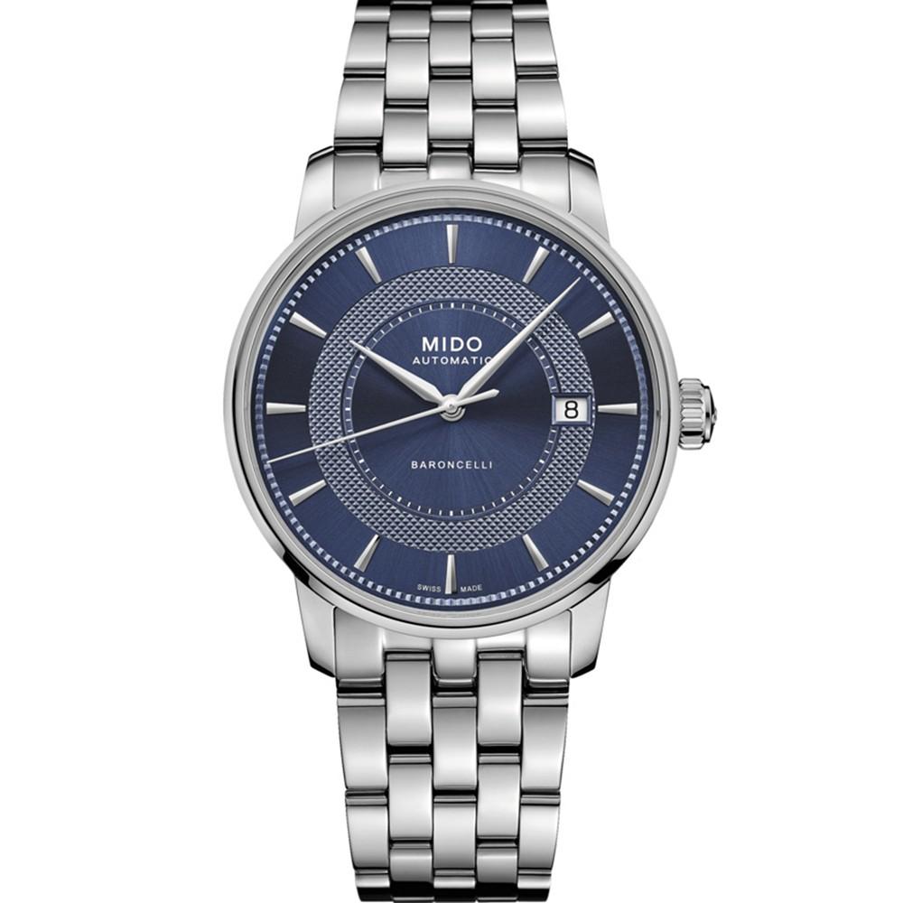 Men's Swiss Automatic Baroncelli Signature Stainless Steel Bracelet Watch 39mm商品第1张图片规格展示