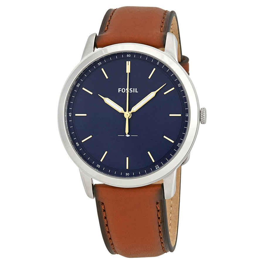 商品Fossil|Fossil Minimalist Blue Dial Brown Leather Mens Watch FS5304,价格¥529,第1张图片