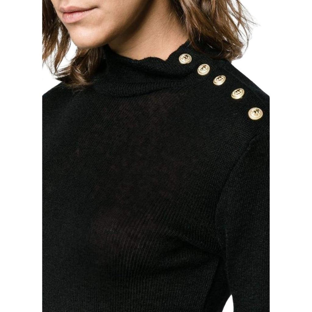 商品Balmain|Black Knit Turtleneck Fine Wool Sweater,价格¥7371,第7张图片详细描述