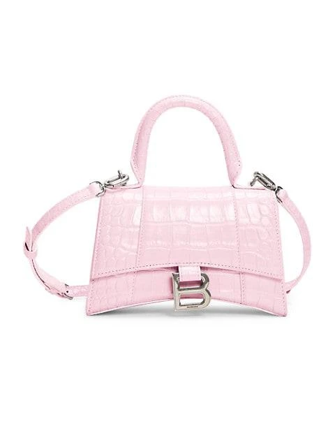商品Balenciaga|XS Hourglass Croc-Embossed Leather Top Handle Bag,价格¥20888,第1张图片