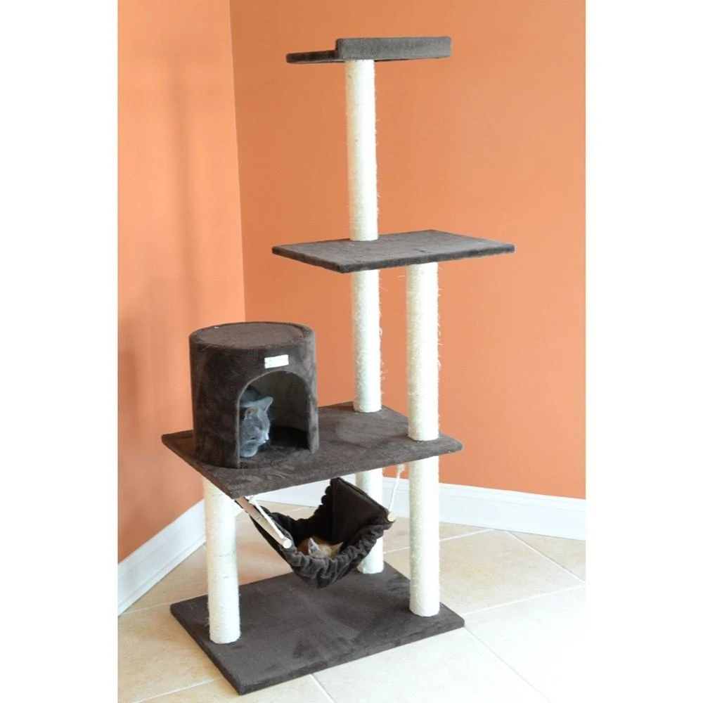 商品Macy's|59-Inch Real Wood Cat Tree With Condo & Hammock,价格¥1303,第3张图片详细描述