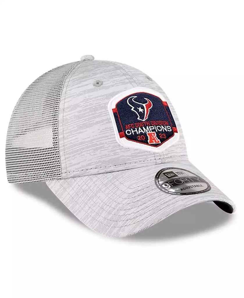 商品New Era|Men's Heather Gray Houston Texans 2023 AFC South Division Champions Locker Room Trophy Collection 9FORTY Trucker Adjustable Hat,价格¥247,第2张图片详细描述