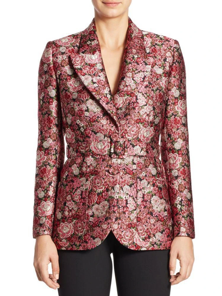 商品ADAM LIPPES|Adam Lippes Belted Floral Tuxedo Blazer,价格¥5472,第1张图片