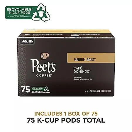 商品Peet's Coffee|Peet's Coffee Medium Roast K-Cup Pods, Café Domingo 75 ct.,价格¥328,第2张图片详细描述