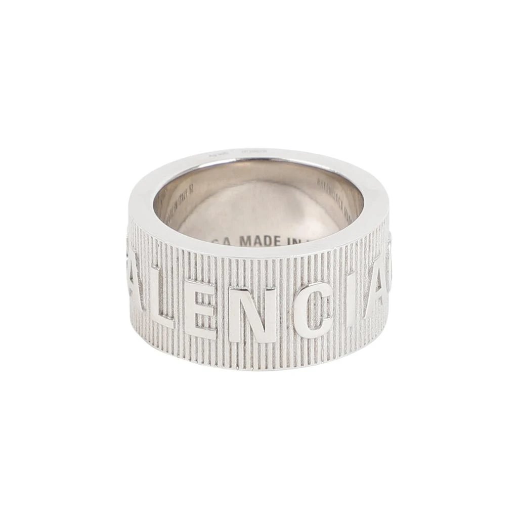 商品Balenciaga|Shiny Silver Logo Hoop Ring,价格¥1884,第2张图片详细描述