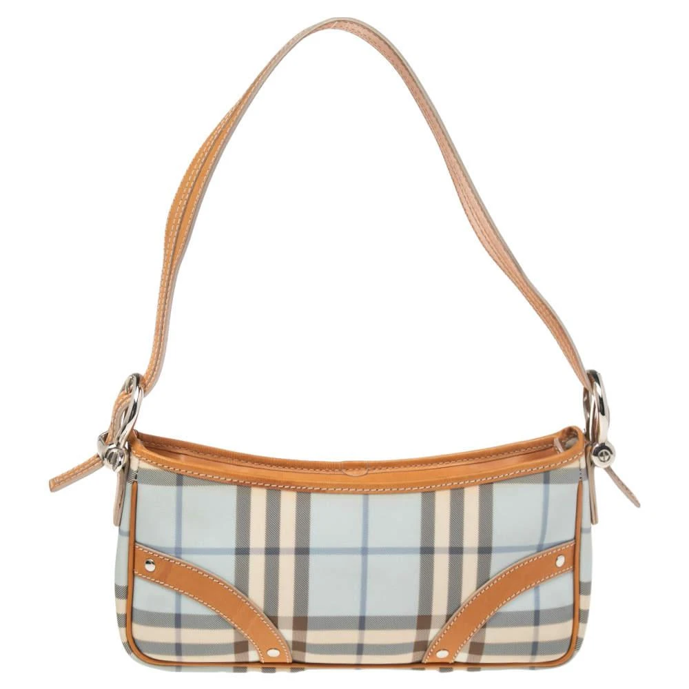 商品[二手商品] Burberry|Burberry Tan/Blue House Check Coated Canvas and Leather Baguette Bag,价格¥1026,第1张图片