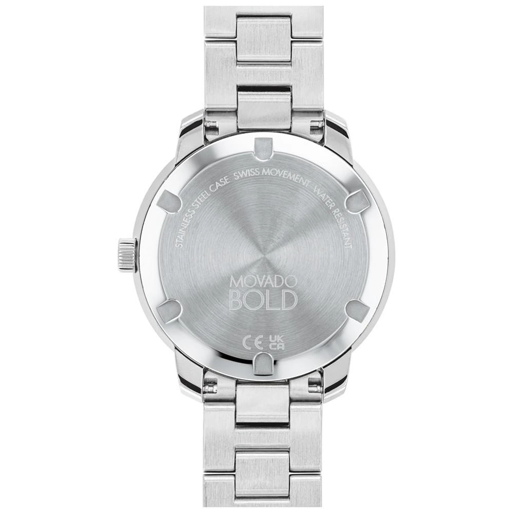 商品Movado|Women's Bold Verso Swiss Quartz Silver-Tone Stainless Steel Bracelet Watch 38mm,价格¥5219,第3张图片详细描述