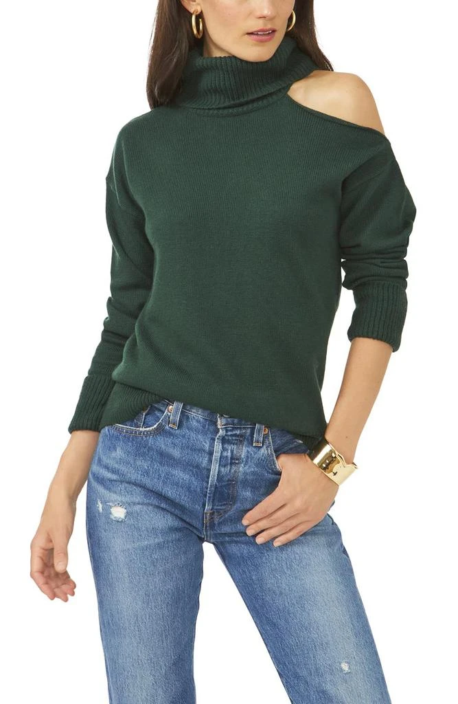 Cut Out Shoulder Turtleneck Smog Yarn Sweater 商品