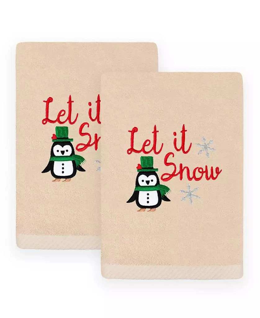 商品Linum Home Textiles|Christmas Let It Snow Embroidered Luxury 100% Turkish Cotton Hand Towels, 2 Piece Set,价格¥294,第1张图片