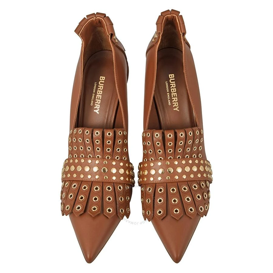 商品Burberry|Brown Studded Kiltie Fringe Leather Point Toe Pumps,价格¥1691,第3张图片详细描述