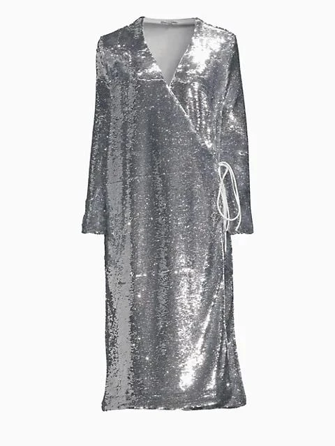 商品Ganni|Sequin Wrap Dress,价格¥1518,第1张图片