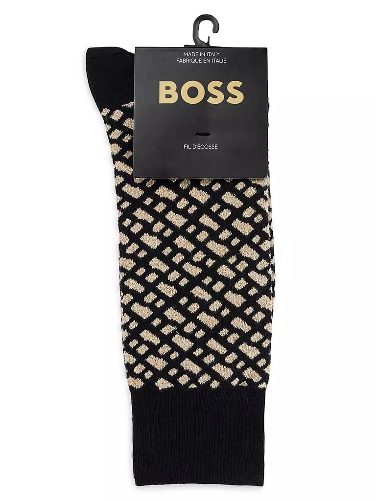 商品Hugo Boss|Regular-length socks with sparkling monograms in stretch fabric,价格¥76,第3张图片详细描述